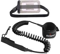 CODIRATO Surf Leash TPU Elastic Material Board Leashes Black Surfboard Foot Rope 3m Long Paddle Board Leash for Standup Paddle Board and Surfboard Comming with a PVC Waterproof Phone Wallet