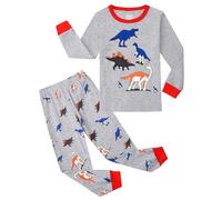Codkkre Boys Pyjamas Toddler Pjs Kids Dinosaur Long Sleeve Cotton Nightwear Sleepwear Sets Christmas Pjs 2 Pcs 9 Years,Grey/Dinosaur
