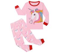Codkkre Girls Pyjamas Unicorn Pjs Sleepwear Long Sleeve Cotton Christmas Pyjamas Outfit for Kids 2pcs, Pink/Unicorn 2, 9-10 years