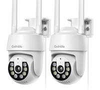Codnida 3MP Security Camera Outdoor 2 Pack, IP CCTV Camera Systems with 24/7 Recording, Color Night Vision, PIR Human Detection, Sound and Light