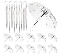 CODOHI 20 Pcs 95cm Clear Umbrellas for Wedding, Large White Transparent Umbrella Dome See Through Plastic Umbrellas 8 Ribs with Semi-automatic Handle for Woman Men Bride Bridesmaid Party