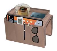 CODOMOR Sofa Arm Tray- Anti-Slip Sofa Armrest Tray-armchair tray With Large Capacity Dual Side Pockets For Phone Book Magazines Tv Remote Control Eyeglasses Cup Snacks Pocket (khaki)