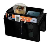 CODOMOR Sofa Arm Tray- Anti-Slip Sofa Armrest Tray-armchair tray With Large Capacity Dual Side Pockets For Phone Book Magazines Tv Remote Control Eyeglasses Cup Snacks Pocket (Black)