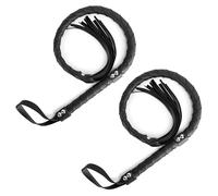 codree 2 Pcs Halloween Cat Woman Whip Costume, 37.5" Cat Woman Cosplay Accessories Whips, Black Faux Leather Whip for Adults Women Halloween Costume Accessories Party Favors