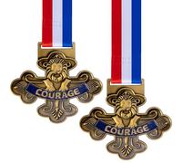 codree 2 Pcs Lion Courage Medal Pin Badge, Halloween Lion Badge Courage Spirit Medals, Courage Award Medals Prize Gift with Neck Ribbons for Women Men Costume Accessory