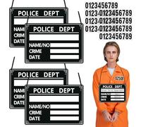 codree 4 Set Halloween Prisoner Costume Nameplates, Prison Inmate Name Tag, Convict Name Plates Sign Prop for Halloween Role-Playing Cosplay Party Supplies