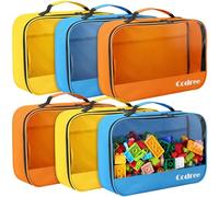 codree 6 Pack Large Oxford Cloth Toy Storage Bags, 13 x 8.5 x 3.9 Inch Visible Organizer Pouch with Zipper, Waterproof Travel Toy Storage for Building Blocks, Small Toys