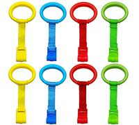 codree 8PCS 4 Colors Baby Playpen Pull up Rings- Baby Crib Pull up Rings- Baby Walking Exercises Assistant Rings- Baby Bed Stand Up Rings Baby Cot Hanging Rings for Infant Baby Toddler