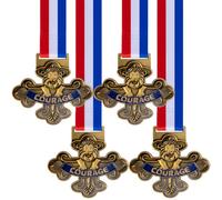 codree Lion Courage Medal Pin Badge, Halloween Lion Badge Courage Spirit Medals, Courage Award Medals Prize Gift with Neck Ribbons, 2 Pcs, Zinc, no gemstone