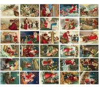 Codulu Christmas Card Greeting Cards Vintage Santa Claus Paper Card Writing Card for Xmas Winter Holiday New Year (30PCS)