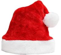 Codulu Christmas Hat Santa Hat Plush Beanie Xmas Hat for Christmas Eve New Year Festive Party Holiday Supplies Adults Unisex -Red
