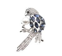 Codulu Crystal Parrot Brooch with Pearl - Bird Pin for Man Women Boys Girls Gift-B