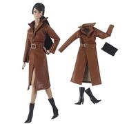 Codulu Doll Clothes for 11.5 inch America Doll 30cm Girl Doll-Leather Jacket Top Shoes Casual Outfits Costume for 1/6 BJD Doll Kids Toys-3PCS/Set-#G