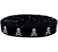 Codulu Flat Skull Print Shoelaces 8mm Wide Replacement Shoelaces for Women Men Kids Sneakers Casual Shoes Black (200cm)