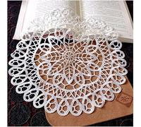 Codulu Lace Table Placemats Coasters Doilies Round Flower Crochet Embroidery Tablecloth for DIY Wedding Tableware Pillow Decoration 20cm-1PCS