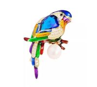 Codulu Parrot Brooch with Pearl - Bird Pin for Man Women Boys Girls Gift-A