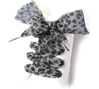 Codulu Shoelaces Flat Chiffon Satin Ribbon Leopard Print Shoelaces 4cm Wide Organza Laces for Adult Children Skate Shoes Casual Shoes Gray (110cm)