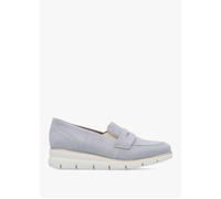 Cody Blue Suede Low Wedge Sporty Loafers - Blue Suede / 40