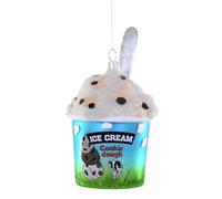 Cody Foster & Co Cookie Dough Ice Cream Ornament, Hand-Painted Glass, 4-Inch, Creamy Beige with Chocolate Accents