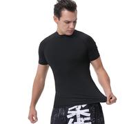 Cody Lundin Men Short Sleeve Compression Shirts Mock Neck Athletic Tops High Neck Workout Baselayer Sports Cycling Undershirt Black