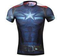 Cody Lundin Men's Compression Armor America Hero Logo Fitness Run Sports Shortsleeve T-shirt, XXL, captain america