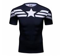 Cody Lundin® Men's Compression Sport Tight Shirt Movie Captain Hero Training Workout Base Layers T-Shirt, M, Multi-coloured