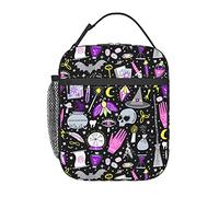 COEIOBEO Magic Witchy Goth Insulated Lunch Bag with Detachable Buckle Handle, Portable Lunch Box Reusable Lunch Tote for Women Men And Kids