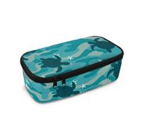COEQcmE Pencil Case Cute Blue Turtle Camo Pencil Box for Kids Age 4-8 Lightweight Multi-Compartment Pen Case for Purse Large Capacity Cocm Pouch with Zipper,26x11.4x8 cm