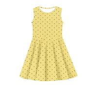 COEQINE 12T Little Girls Crew Neck Sleeveless Dress Kids Summer Casual Loose Dress A-Line for Little Girls for Party, Yellow Polka Dot Size 11-12