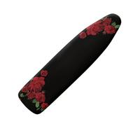 COEQINE 15x54 inch Ironing Board Cover Red Rose Music Print Folding Washable Elastic Wide Ironing Board With Portable for Women,Black