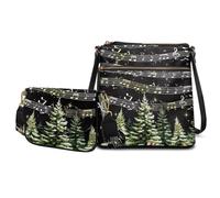 COEQINE 2 Pcs Christmas Purses Hobo Bags For Women Crossbody Small Leather Purse with Wide Strap Wateproof Xmas Tote Purses For Womens Cell Phone Case Large Bucket Multipurpose Daypacks Stachel