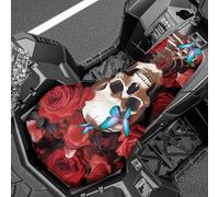 COEQINE 2PCS Atv Cover Butterfly Red Rose Skull Gothic Print Four Wheeler Accessories For Deer Hunting Cool Women Powersports Cushion Covers Universal Waterproof Elastic, 25X64CM