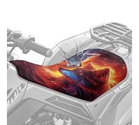 COEQINE 2PCS Atv Padded Seat Cover Waterproof 4 Wheeler Accessories Red Blue Wolf Cool Fire Animal Print Four-Wheeler Seat Covers Elastic Polyester Fabric, 25X64CM
