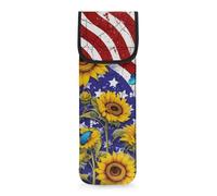 COEQINE American Flag Neoprene Curling Iron Holder Hair Straightener Bags Hair Tools Travel Bag Road Trip Kit,Sunflower