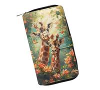 COEQINE Animal Wallet, Cute Chicken Long Leather Money Bag, Handbag With Zipper for Coin Phone, Travel Handbag for Party, Giraffe Vintage Flower, L