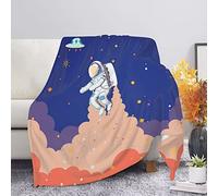 COEQINE Astronaut Print Throw Flannel Blankets for Kids Girls Women,Soft Throw Blanket Lightweight Blanket Reversible Bed Fleece Blanket for Couch