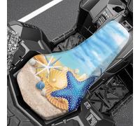 COEQINE Atv Cover 600D Waterproof Heavy Duty 4 Wheeler Accessories Summer Blue Beach Star Print Powersports Cushion Covers Replacement Easy to Install, 25X64CM