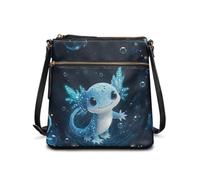 COEQINE Axolotl Crossbody Bags for Women Pink Celestial Leather Work Tote Bags for Woman with Strap Bucket Bag Purses Travel