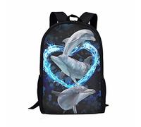 COEQINE Backpack for Kids School Travel Outdoor Shoulder Strap School Bag Large Capacity Lightweight Bookbags with Dolphins Pattern