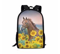 COEQINE Backpack Large Capacity Shoulder Rucksack Print Sunflowers Horse Casual Travel Outdoor School Daypack Adjustable Strap Student School Bag Bookbags