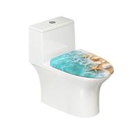 COEQINE Beach Starfish Blue Toilet Seat Cover Cushion Large Padded Soft Close Machine Washable Soft and Absorbent Dust Cover Fabric Festival Decorations