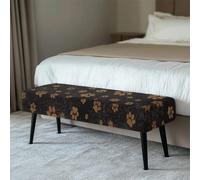 COEQINE Bench Seat Cover Seat Cushion Protector Dustproof Washable Bench Covers Slipcover Rectangle Brown Dog Paw Print for Farmhouse Inspired Decor