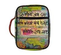 COEQINE Bible Case Tote Bag with Flower Green Pattern with Do What You Can with What You Have Where You are Pattern Handles Bible Bag
