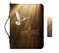 COEQINE Bible Tote Bag Leather Bookmarks Set for Women with Pockets Waterproof Non Slip Durtable Bible Book Cover Case for Woman with Handles Church Bag,10.6x7.5x2