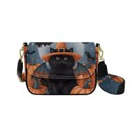 COEQINE Black Cat Messenger Bags for Women Crossbody Backpack Travel Multipurpose Daypacks Shoulder Bag Cell Phone Man Purse for Travel,Halloween Purses for Woman