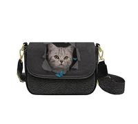 COEQINE Black Cat Phone Bag/Crossbody Bag for Women Trendy Leather Shoulder Purses with Adjustable Shoulder Strap Hobo Handbag with Zipper for Ladies Travel