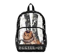 COEQINE Black Clear Backpack For Boys Kids School Backpack with Astronaut Cat Printed See Through School Backpack with Shoulder Strap Book Bag for Girls for Concert-Friendly,43.5x36x18 cm