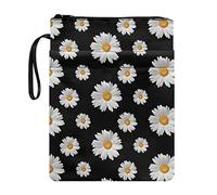 COEQINE Black Daisy Book Sleeves, Book Cover Case with Zipper for Casual Book Paperback Cover Fabric Book Cover with Front Pocket