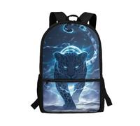 COEQINE Black Leopard Printed Kids Bookbag Boys School Bag with Easy Grip Zipper Pull with Side Pocket for Water Bottle Holder Kids School Backpacks Durtable Padded Adjustable Shoulder Strap