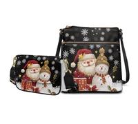 COEQINE Black Tote Bag for Womens Work Large Women Fall Purses And Handbags Crossbody Santa Purse Satchel Bags For Woman Travel Holiday Hobo Shoulder Stachel Multipurpose Daypacks 2 Pack